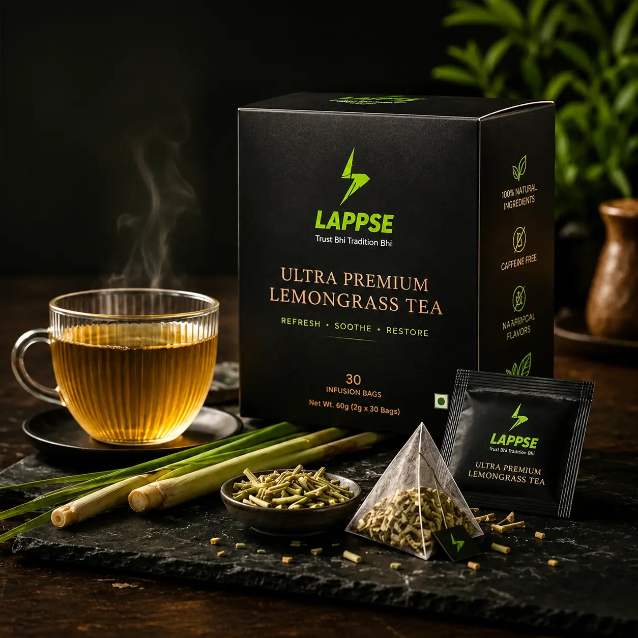 Best Herbal Tea in India - Premium Lemongrass Tea by LAPPSE Wellness